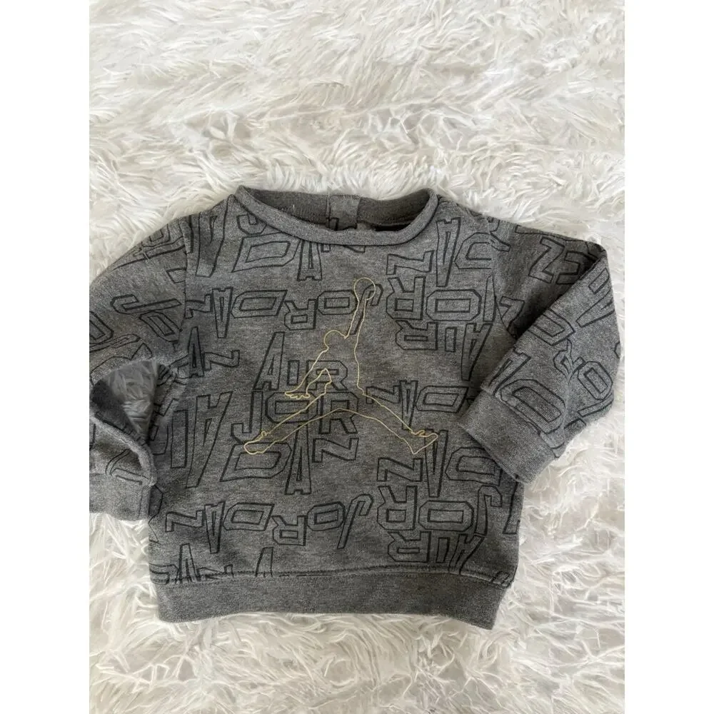 Nike Air Jordan Toddler 9 Mo. Gray W/gold Classic Sweatshirt. Cute, Fun